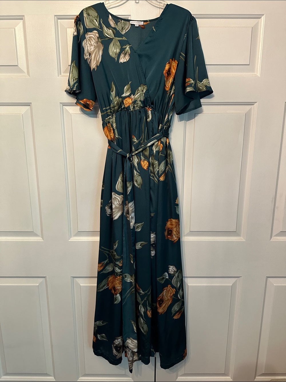 Baltic Born Teal Floral Maxi Dress with Mustard and Cream Blooms
